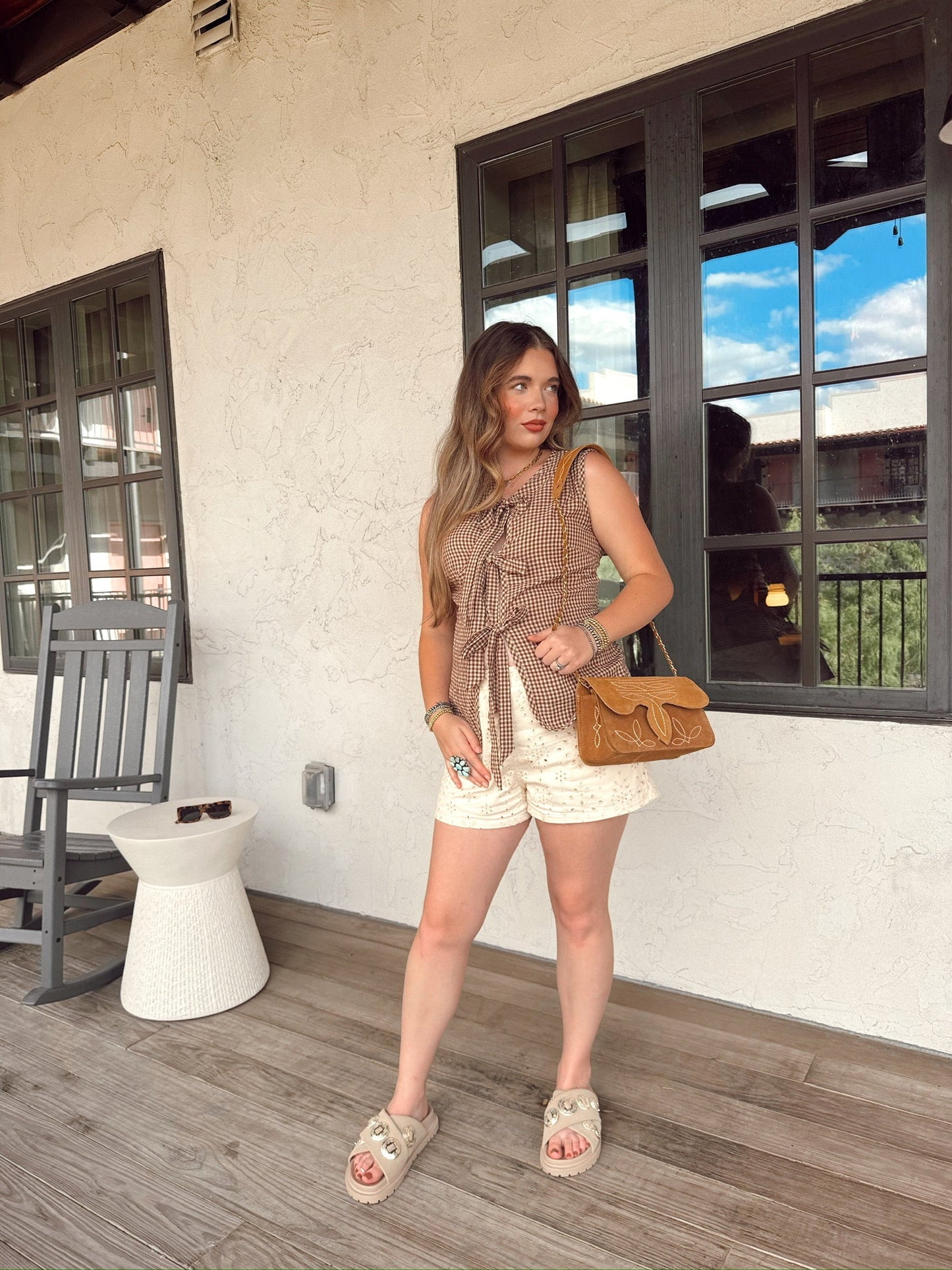 The Gingham Vest in Brown-MEDIUM