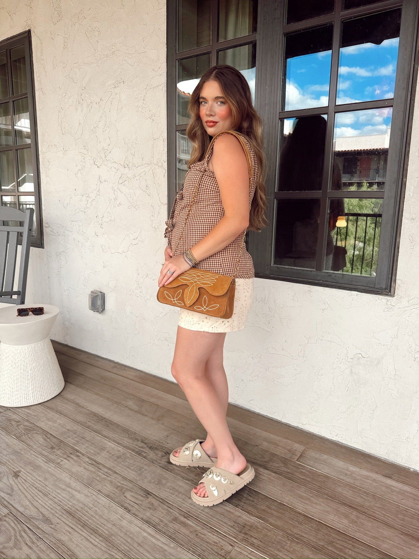 The Gingham Vest in Brown-MEDIUM